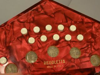 Rare Vtg Regoletta Italy Concertina 20 - Button Squeeze Box Accordion Red - Pearly 2