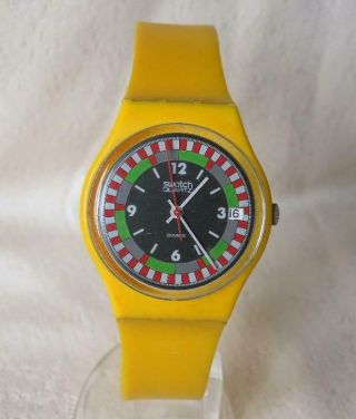 Rare - Swatch - Gj400 - Yellow Racer - 1984 - Std Gents Coll - Swiss Watch