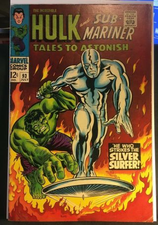 Rare Tales To Astonish 93 Vg/f 5.  0 1967 1st Silver Surfer X - Over Vs Hulk