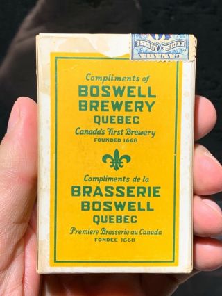 RARE 1920 ' s BOSWELL BREWERY BEER DECK PLAYING CARDS QUEBEC SIGN 2