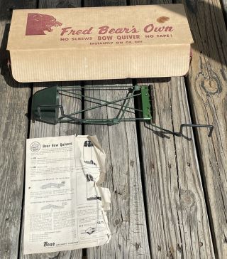 Vintage Fred Bear 8 Arrow Bow Quiver Box Paperwork Rare