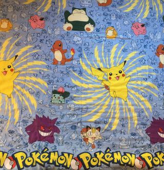 RARE Vintage Pokemon Twin Blanket Comforter w/Matching Ash & Pikachu Pillowcase 2