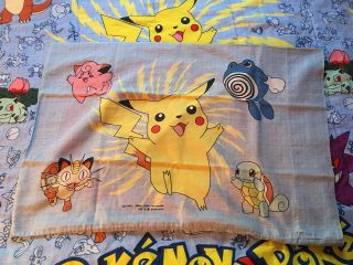 RARE Vintage Pokemon Twin Blanket Comforter w/Matching Ash & Pikachu Pillowcase 3