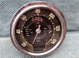 Vintage Jaeger Speedometer 140 Mph Lancia Aurelia Flaminia W/ Fuel Oil Temp Rare