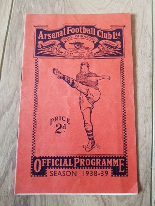 Arsenal Football Club Programme 1938/39 Rare.  Arsenal V Brentford With Insert.
