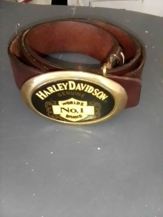 Vintage 1983 (solid Brass) Very Rare Hard To Find Harley - Davidson Belt And Buckle