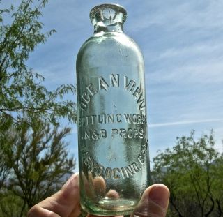 1890s Mendocino California Rare " Ocean View " Soda Wks Western Hutch Soda Bottle