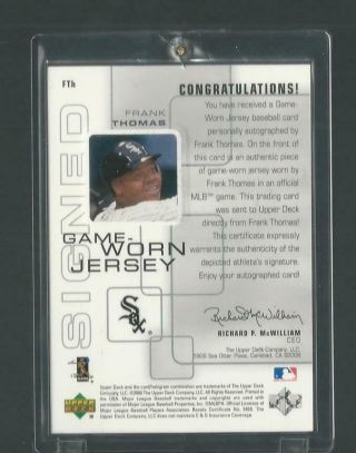 2000 Upper Deck Pros & Prospects Frank Thomas White Sox Jersey Patch Auto Rare 2