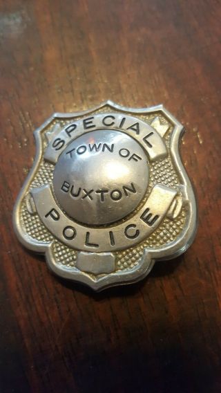 Vintage Rare Special Town Of Buxton Police Coat Badge Made By W.  S.  Darley & Co.