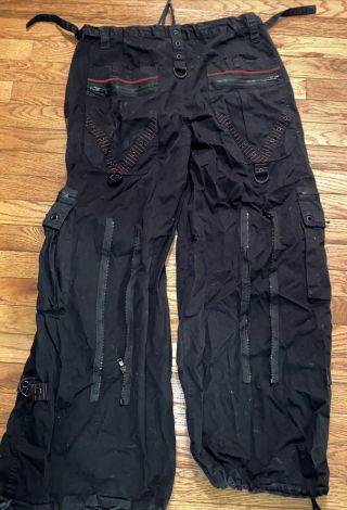 Vtg 90s Tripp Nyc Bondage Pants Studs Gothic Grunge Size Large Rare Wide Leg Euc