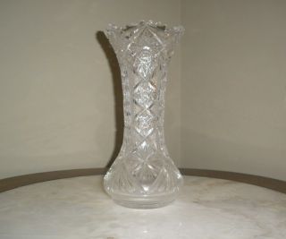 Rare Antique American Brilliant Cut Glass Crystal Abp Bulb Shape Vase 10 " Tall.