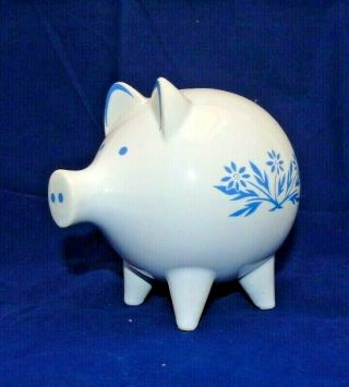 Rare Vintage Ceramic Piggy Bank Cornflower Pig Corning Ware Style Flowers