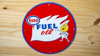 Vintage Esso Gasoline Porcelain Sign Service Station Gas Oil Pump Plate Rare Nr