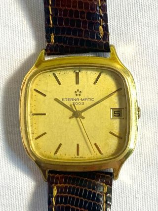 Vintage Eterna Matic 3003 Auto Wrist Watch Square Men 