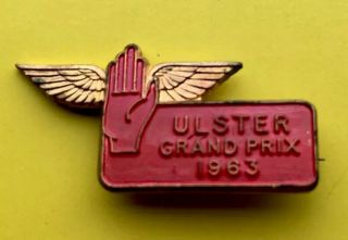 Rare Vintage Ulster Grand Prix Tt Enamel Pin Badge 1963 Motorcycle
