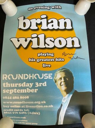 Rare Brian Wilson Fully Signed Tour Poster Londonroundhouse Beach Boys