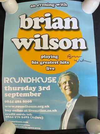 RARE Brian Wilson FULLY SIGNED Tour poster LondonRoundhouse Beach Boys 2