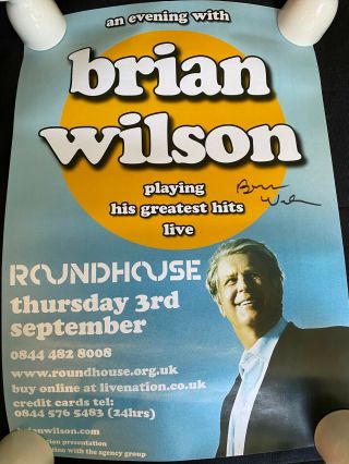 RARE Brian Wilson FULLY SIGNED Tour poster LondonRoundhouse Beach Boys 3