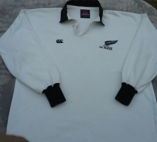 Vintage Rare Canterbury White Long Sleeved Zealand All Blacks Jersey (xl)