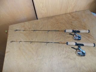 (rare) 2 Shakespeare " Ugly Stik " Ugly Ice 26 Fishing Rods W/reels 26 " Light 3/21