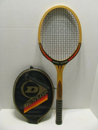 Vintage Dunlop Maxply Mcenroe Wood Tennis Racket W/ Cover Euc Medium 4 5/8 Rare