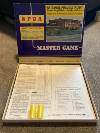 1975 Apba Major League Baseball Master Game Vintage Very Rare