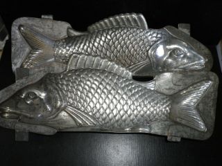 Vintage Metal Chocolate Mould/mold - Rare 2 Piece Fish,  Leon Letang.