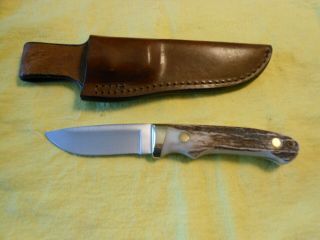 Rare Schrade Ph1 - Stag Handle Knife With Case, .  8 1/16”.  Made In Usa