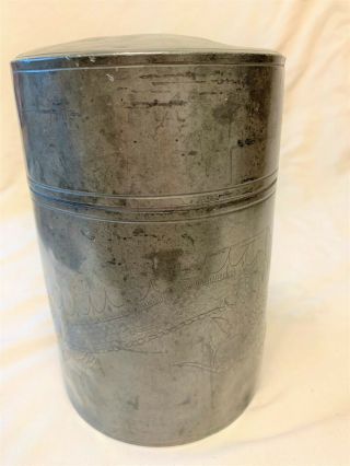 Rare Antique Chinese Huikee Swatow Pewter Tea Caddy / Cannister 18cm