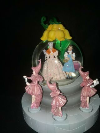 Rare Westland Wizard Of Oz Snow Globe Music Box Animated Lullabye Glinda Dorthy