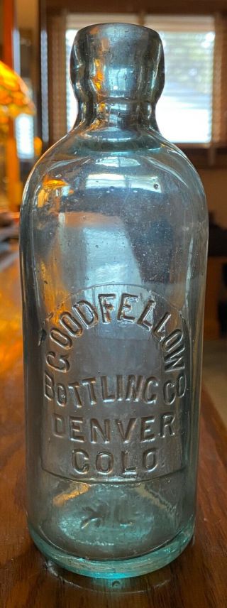 Goodfellow Bottling Co - Denver Colo - Hutchinson Soda - Rare Double Emboss