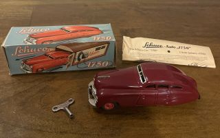Rare Schuco 1750 Wind Up Toy Car With Key And Box Us Zone Germany