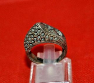 Ancient Rare Medieval Viking Old Bronze Warrior Ring - 14th/15th Century Ad