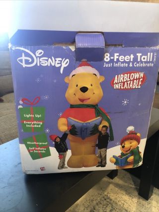 Rare 2000s Winnie The Pooh Disney Airblown Inflatable 8 Ft Tall Gemmy Lights Up