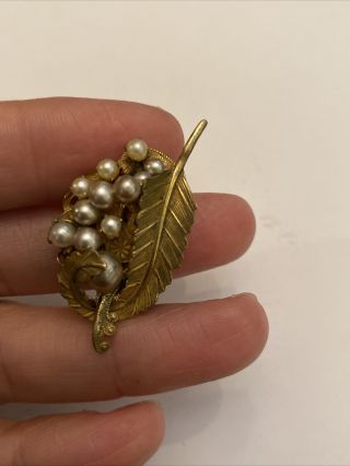 Rare Vintage Signed Miriam Haskell (horseshoe) Faux Pearl Brooch Pin
