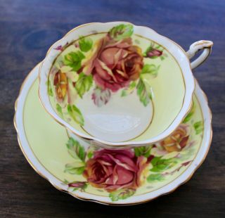 Rare Paragon Cabbage Rose Cup And Saucer Pink Floating Rose Teacup