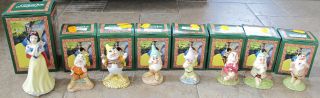 Ec Rare Set 8 Royal Doulton Snow White & Seven 7 Dwarfs Disney Figures