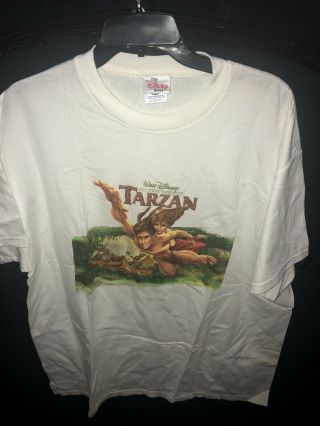 Vtg Rare 90s The Disney Store Tarzan & Jane Movie Promo T - Shirt Size Adult Xl