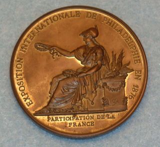 Rare 1876 Centennial FRENCH AWARD MEDAL Bronze in Orig Case UNC France BITTERLIN 2