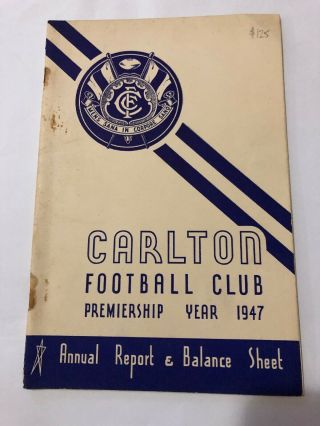 Rare 1947 Carlton Football Club Annual Report Premiership Year Great Photos