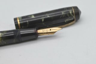 Rare Vintage Le Tigre 45 Fountain Pen By Conway Stewart Green Marbled - 14ct Nib