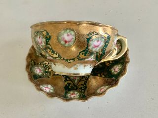 Exceptionally Rare Antique Cup And Saucer,  Limoges? Dresden? Handpainted Gold 2