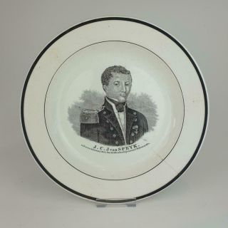 Rare Early 19thc Creamware Jcj Van Speyk Commemorative Plate.  C1830.