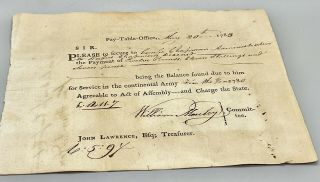 Rare Continental Army Pay Table Office Voucher May 20,  1783 R Chapman Deceased